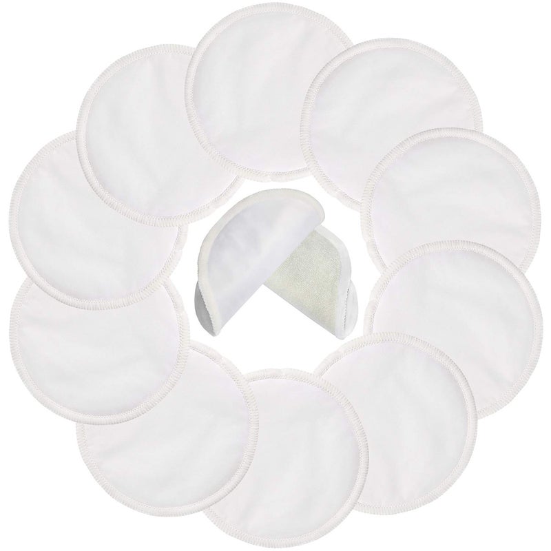 PINOWU Reusable Nursing Pads (10 Pack) for Breastfeeding Moms - 4.7 inch Washable Breastfeeding Nipple Pad for Maternity with Laundry Bag - Image 1